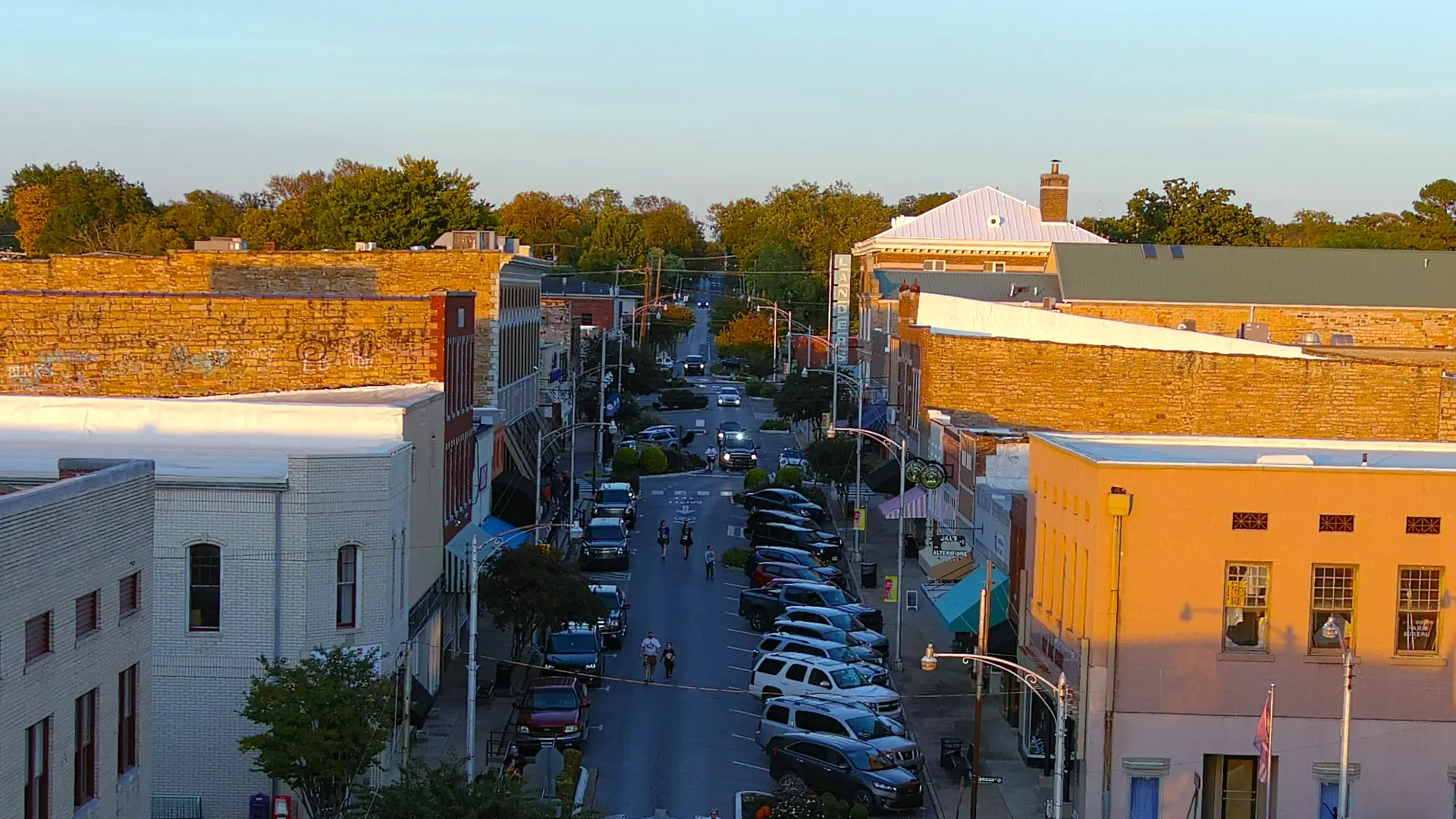 An aerial view of Batesville's Main Street.